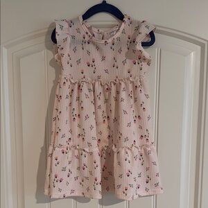 Pink Flutter Sleeve Sundress with Crew Neck